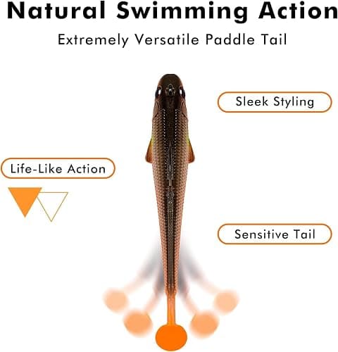 TRUSCEND Easy Catch Pre-Rigged Soft Lures, Unique Vibrating Swim Action and Trembly Sinking Move for More Bites, Amazing Soft Swimbait for Family Fishing, Fishing Lures for Bass Trout Crappie Walleye thumbnail 5