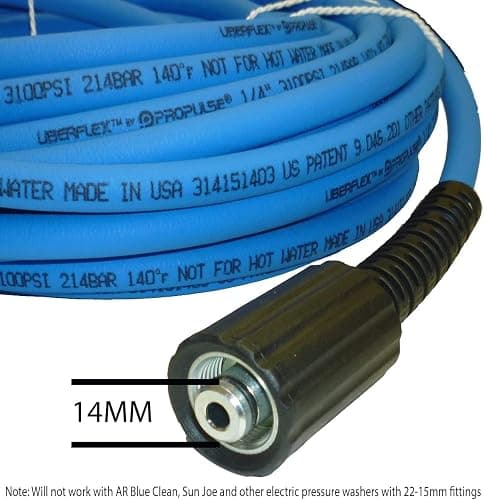 UBERFLEX™ Kink Resistant Pressure Washer Hose 1/4", 3,100 PSI with (2) 22MM - Made in USA - (50 Feet) thumbnail 2