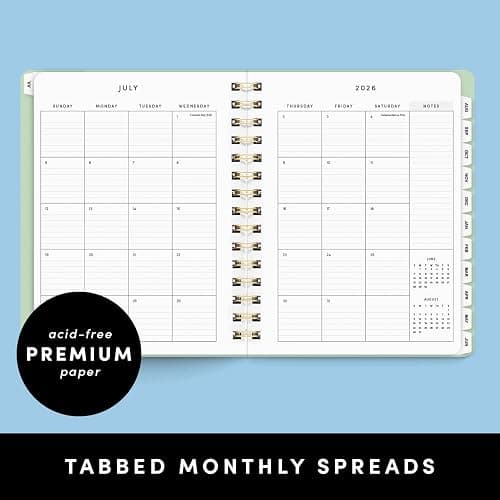 PAPERAGE Academic Planner, Weekly & Monthly Planner & Calendar, 12-Months, July 2026 - June 2027, (7" x 8"), School & Student Planning Agenda with Tabs, Bonus Pages & Inner Pocket, Raspberry thumbnail 3