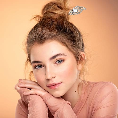6PCS Star Moon Hair Sticks for Buns Long Hair Chinese Hanfu Asian Vintage Hair Chopsticks Metal Silver Hair Bun Updo Holders Long Hairpins for Women Girls thumbnail 7