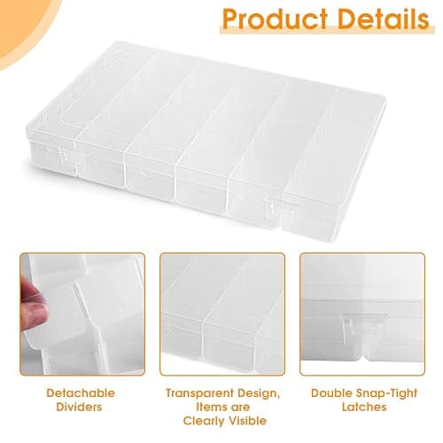 2 Pack Piping Tip Organizer Box, 36 Grids Storage Container with Adjustable Dividers, Made with Clear Plastics, Compartment Container for Cake Decorating Tools, Baking Tools, Jewelry, Beads and Crafts thumbnail 3