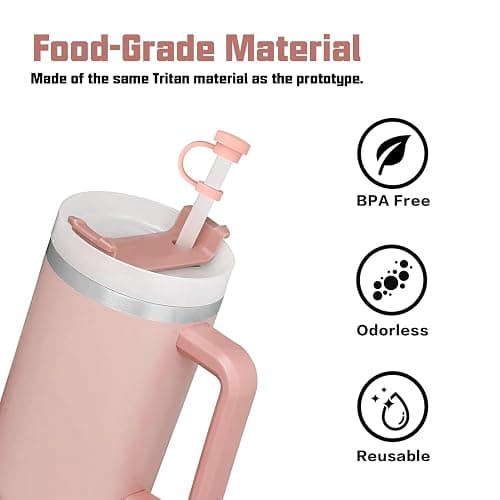 Replacement Straw Compatible with Stanley 40 oz 30 oz Tumbler, Accessories of 6 Straw Replacement with Cleaning Brush, 4 Color Leak Sproof Plug, 2 Silicone Cover Cap for Stanley thumbnail 7