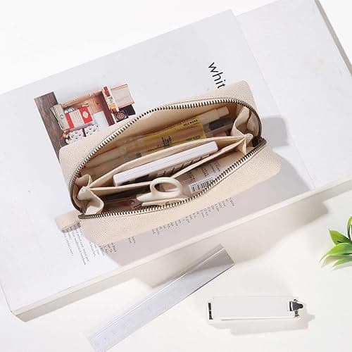 YONBEN Pencil Case Durable Cotton Canvas Pouch Bag for Pens Stylish and soft (Beige) thumbnail 2
