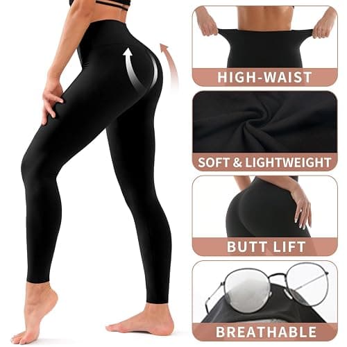 Hmuuo 3 Pack Leggings for Women High Waisted Tummy Control No See-Through Yoga Pants Workout Running Leggings thumbnail 5