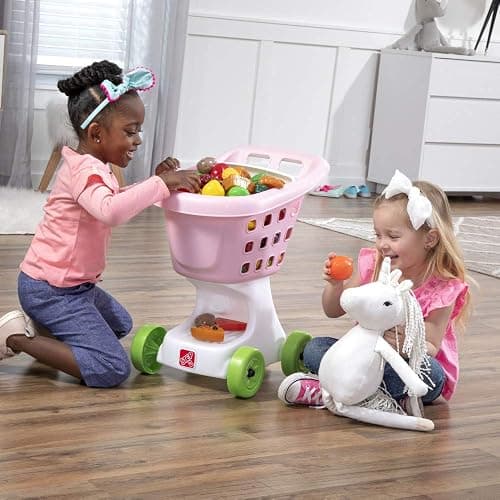 Step2 Little Helper's Shopping Cart for Kids, Play Grocery Cart, Made of Durable Plastic, for Toddlers 2+ Years Old, Pink thumbnail 4