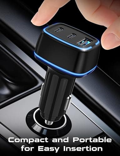 USB C Car Charger, 3 Port PD Super Mini Cigarette Lighter Adapter, 2Pack USB-C & A Fast Car Charging for iPhone 16/15 Pro Max, Galaxy S25/S24, iPad, Pixel, Android Phones,Travel Essentials for Men thumbnail 6
