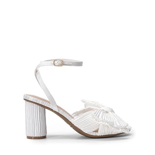 DREAM PAIRS Women's Bow Knot Heeled Sandals Low Chunky Heels Open Toe Ankle Strap Slingback Dress Shoes for Wedding Bridal Party thumbnail 4