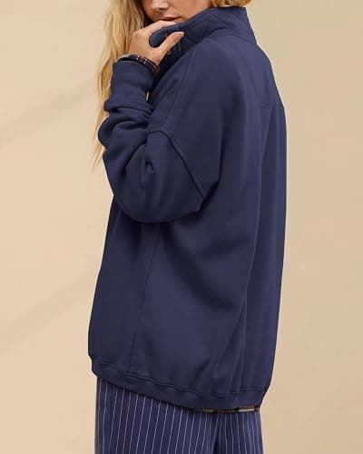 Gacaky Sweatshirt for Women Oversized Casual Long Sleeve Button Henley Neck Pullover Tops Fashion Outfits Clothes thumbnail 3