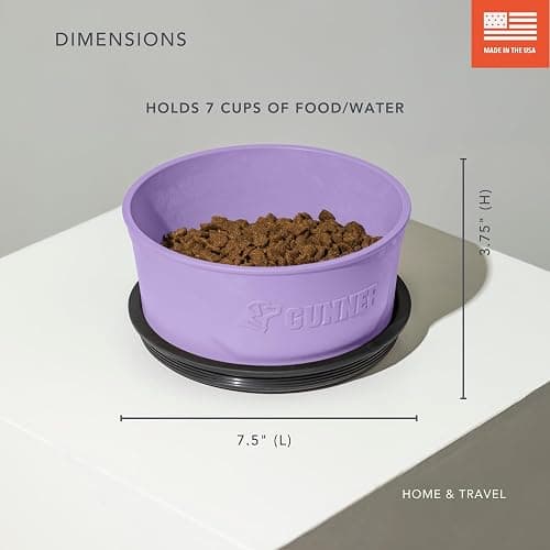 GUNNER lavender travel dog bowl w spill-proof lid thumbnail 3