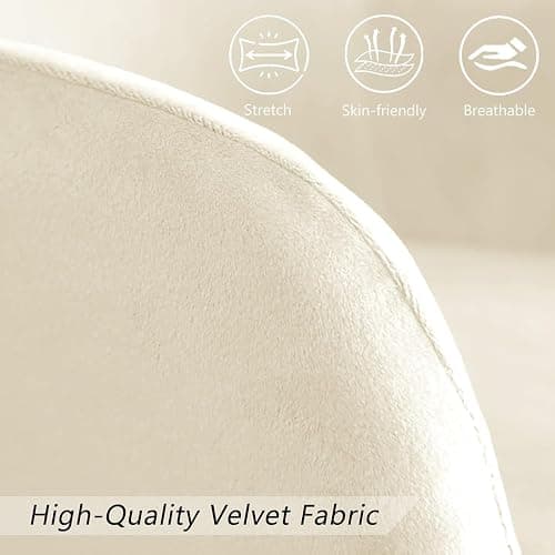 Velvet Stretch Dining Chair Cover with Arms – Soft, Washable, Anti-Slip Slipcover for Curved Back Accent Chairs, Protective Armchair Cover for Dining Room & Office(Beige,1PC) thumbnail 6