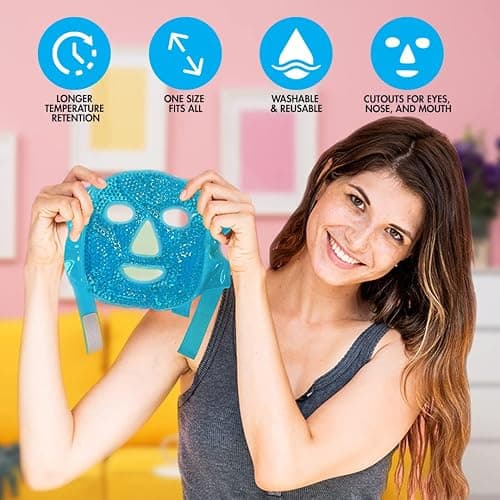Perfect Remedy Face Ice Pack, Reusable Hot & Cold Ice Face Mask, Gel Compress for Helping with Puffy Eyes and aiding in Conditions of Swelling, Facial Spa Cooling Mask for Women and Men (Blue) thumbnail 5