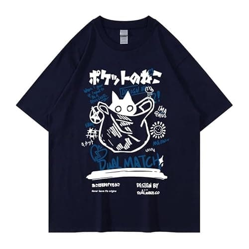 Unisex Cartoon T-Shirts Harajuku Kawaii Cat Letter Printed Short Sleeve Tees Couple Loose Clothes Y2K Tops - Image 1