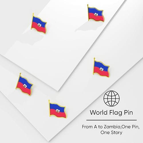Haiti Flag Lapel Pin - Enamel Metal National Badge | World Travel Souvenir Gifts for Men & Women | Country Flag Patriotic Brooch Bulk Pack of Pins for Hat, Tie, Clothes, Backpack (1pc) thumbnail 6