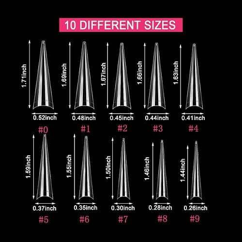 Stiletto Nail Tips, XL Half Cover Clear Stiletto Shape Tips | SWETIDY 500PCS XL Stiletto Shape Pointed Nails for Halloween Salon and Home DIY 10 Sizes with Box thumbnail 5