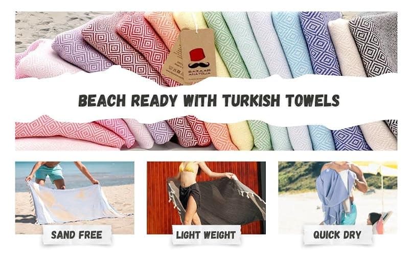 Bazaar Anatolia Turkish Beach Towel – 100% Cotton, Quick Dry, Sand Free Towel for Bathroom, Camping, Travel – Oversized 71x39 Inches – Diamond Pink thumbnail 8
