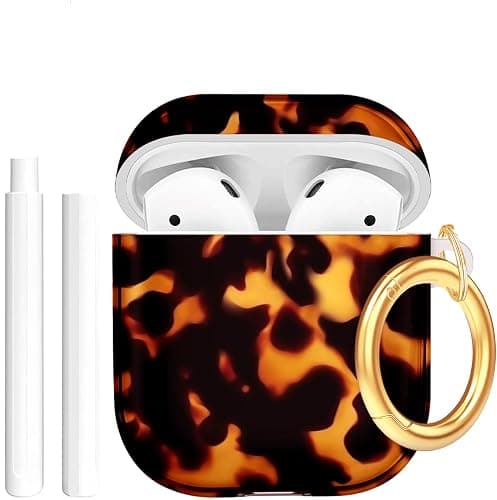Case for Airpods 2/1 Gen,Shell Pattern Airpods 2nd/1st Generation Cover Protective Skin Girl Women with Keychain for Apple iPod 2nd/1st Gen - Tortoiseshell - Image 1