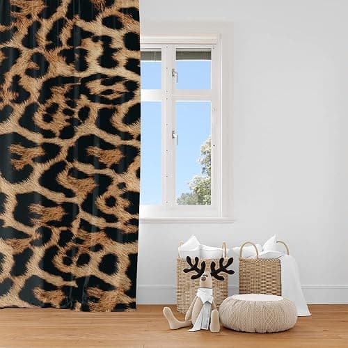 IFFVGX Cheetah Print Curtains 52WX84H Rod Pocket Leopard Not Blakout Curtains for Bedroom Living Room Wild Animals Print Drapes 2 Panels thumbnail 8
