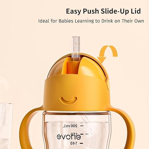 Evorie Tritan Weighted Straw Sippy Cup with Handles for Baby and Toddlers, Spill Proof Baby Water Bottle with Straw for 6 Months and up, 7 Oz, Infant Training Water Bottle (Daydream) thumbnail 8