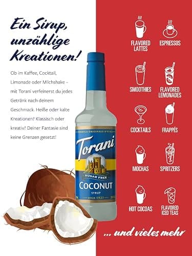 Torani Sugar Free Coconut Flavor Syrup, 750ml thumbnail 3