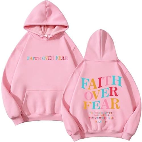 Enthowother Faith Over Fear Hoodie, Christian Hoodies for Women, Preppy y2k hoodie Pullover Sweatshirt - Image 1