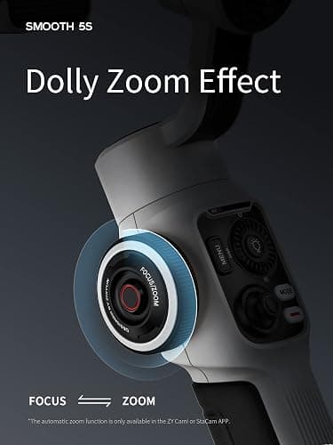 Zhiyun Smooth 5S Phone Gimbal, 3-Axis Smartphone Stabilizer with Built-in Fill Light, AI Face Tracking for iPhone and Android, YouTube TikTok Video, Gray thumbnail 8