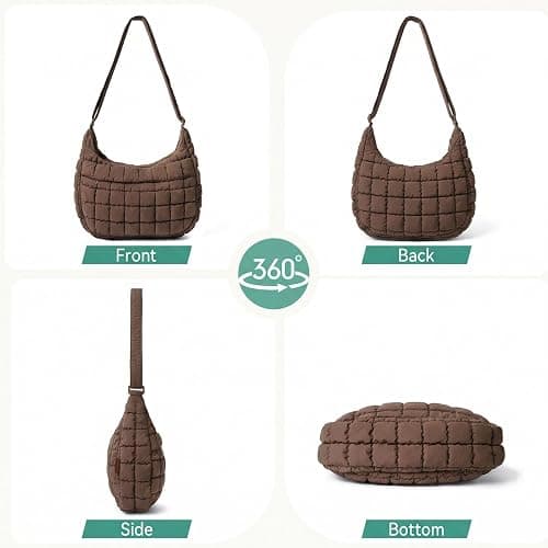 YUWEIUS Puffer Crossbody Hobo Bag for Women Nylon Quilted Purse Lightweight Shoulder Handbag with Adjustable Strap thumbnail 7
