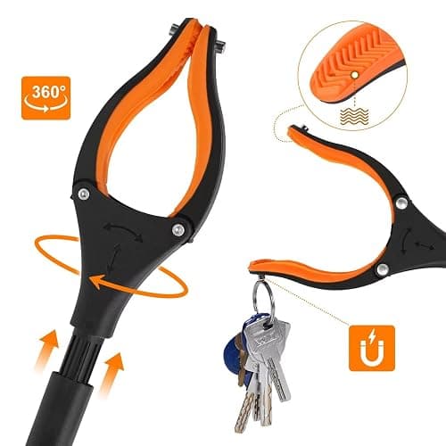 43" Extra Long Grabber Tool, Foldable Grabbers for Elderly Grab It Reaching Tool with Rotating Jaw +Magnets, 4" Wide Claw Opening Reacher Grabber Pickup Tool, Grabber Reacher Tool Heavy Duty thumbnail 3