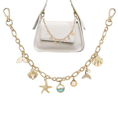 FengFaer Purse Charms Sea Star Heart Shape Shell Bag Charms for Handbags Purse Keychain Bag Charm Chain Keychains for Women - Image 1