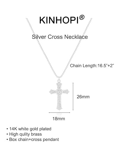 KINHOPI Cross Necklace for Women - 14K Gold/White Gold Plated Simple Dainty Diamond Cross Pendant Necklace with Cubic Zirconia Jewelry Gift For Her thumbnail 6