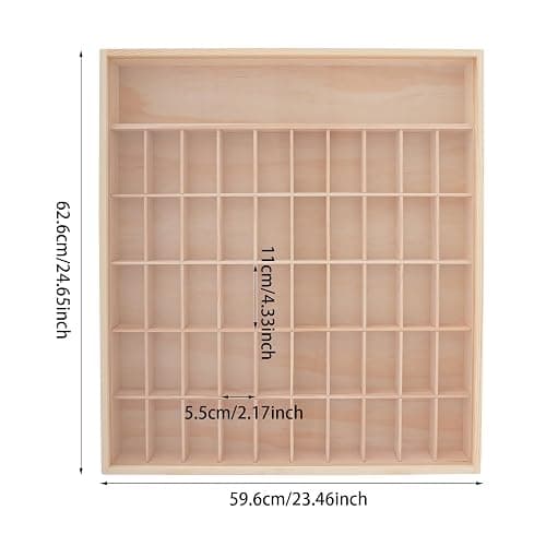 Wooden Wall Mount Display Case, Display Case with 50 Slots & One Shelf for Minifigures Action Figures, Display Cabinet Rack Holder Shadow Box with Acrylic Door Shot Glass Storage Case thumbnail 3