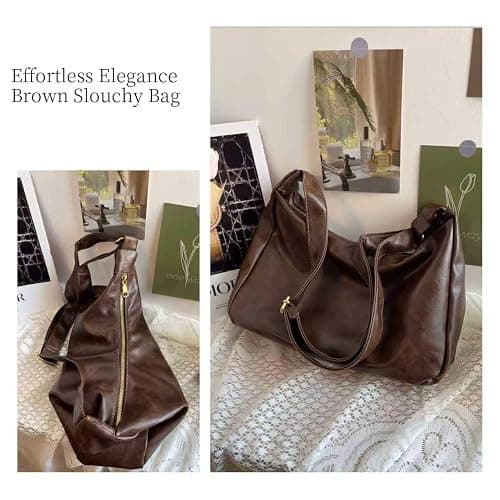 celestina Hobo Bags for Women, Ultra Soft Foldable Vegan Leather Shoulder Handbag, Stylish Slouchy Tote Purses thumbnail 6