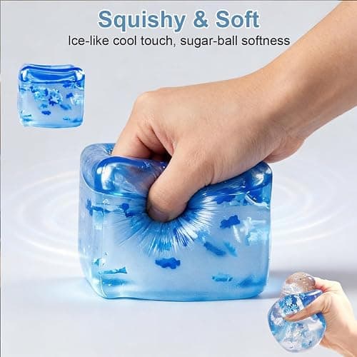 Squishies Stress Cube,Fidget Toys Squeeze Stress Cube for Adults,Ice Squish Cube Sugar Balls,Sensory Ice Square Shape Squishies Cube Sugar Balls for Stress Relief thumbnail 4