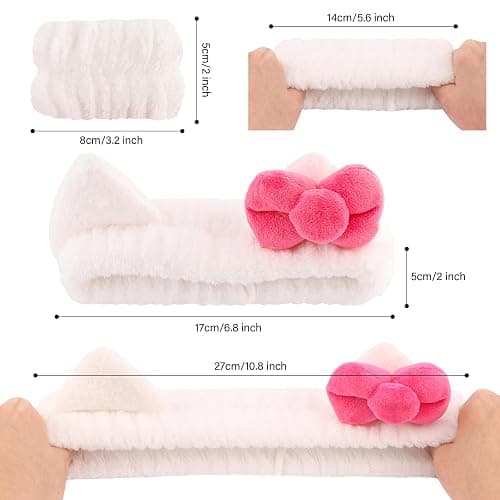Canitor Kitty Spa Headband with Wrist Bands for Girl Cute Birthday Gifts Skincare Makeup Face Wash Headband Skin Care for 3 4 5 6 7 8 9 Year Old Gifts Accessories thumbnail 6
