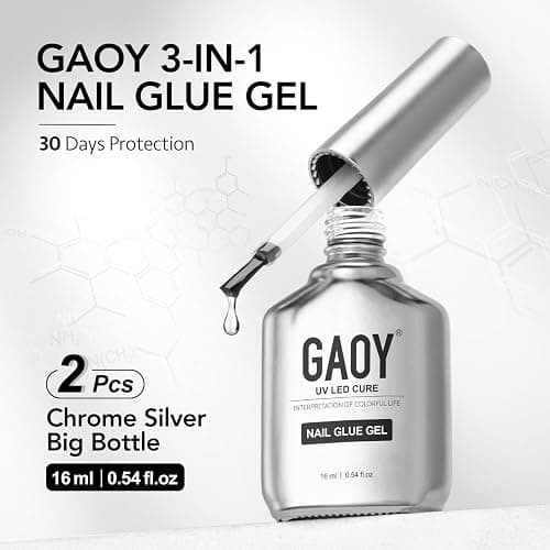 GAOY 2 Pcs Gel Nail Glue, 2 in 1 Glue and Base Coat, 16ml Long Lasting UV Light Cure for Acrylic Tips, Nail Lamp Needed thumbnail 6