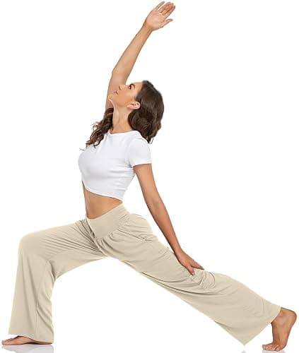 UEU Women's Casual Loose Wide Leg Cozy Pants Yoga Sweatpants Comfy High Waisted Sports Athletic Lounge Pants with Pockets thumbnail 4