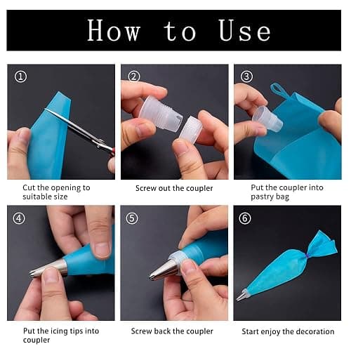 Piping Bags and Tips Set, Cakes Decorating Kit Supplies with 3 Reusable Pastry Bags, 18 Frosting Tips, 3 Couplers, 3 Bag Ties, 3 Cake Scraper, 1 Cake Decorating Tools for Cookie Icing thumbnail 9