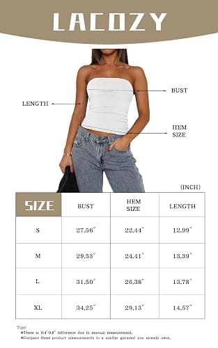 LACOZY Tube Tops for Women Double Lined Strapless Bandeau Tops Slim Fit Going Out Tank Tops Summer Clothes thumbnail 5