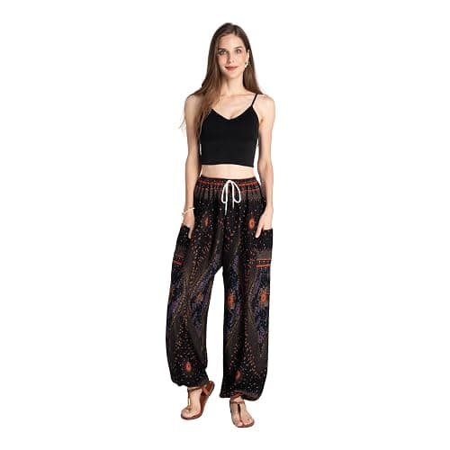 Tranquil Threads Women's Harem Pants with Pockets and Drawstring, Hippie Boho Yoga Clothes thumbnail 3