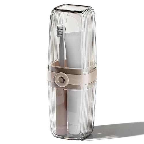 UZDOTB Toothbrush Travel Case, 2 in 1 Portable Travel Toothbrush Holder with Mouthwash Cups, Leakproof Travel Toothbrush and Toothpaste Container for Traveling Camping Dorm Office Business Trip thumbnail 9