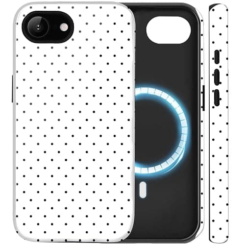 Amzfield for iPhone 16e Case Compatible with Magsafe Cute Polka Dot Aesthetic Magnetic Design Women Girls Fall Chic Girly Pretty Dual Layer Hybrid Protection Elegant Case for iPhone 16 e, White - Image 1