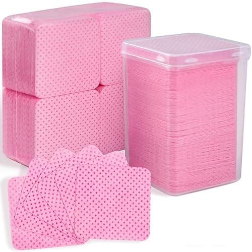 800 PCS Lint Free Nail Wipes,Non-Woven Fabric Nail Cleaning Pads Lash Extensions Glue Cleaning Wipes,accompanied by 1 Empty Pump-Style Bottle Dispenser Nail Care Set (Pink (800pcs)) - Image 1