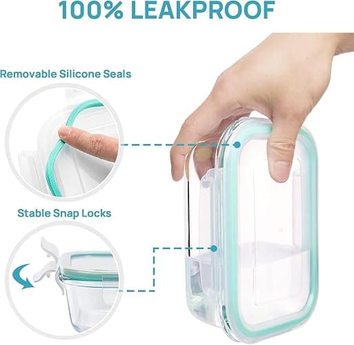 Vtopmart 8 Pack Glass Food Storage Containers with Airtight Lids, Glass Meal Prep Containers, Lunch Office Meal for Microwave, Oven, Freezer and Dishwasher, BPA Free thumbnail 4