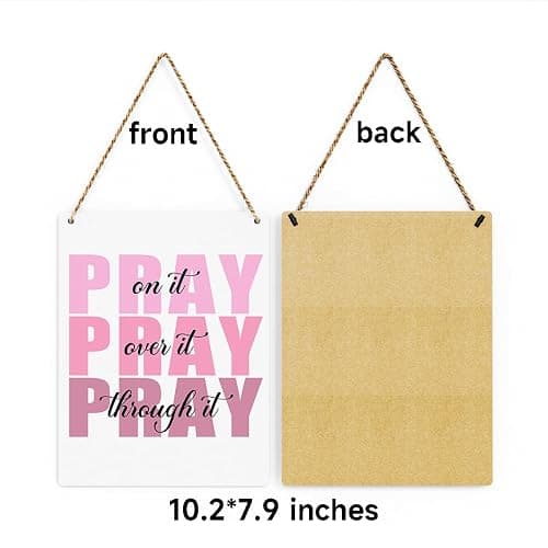 Pink Wall Decor Bible Verse Wall Art Christian Gifts for Women Room Decor for Women Girls Room Decoration Office Wall Decoration for Woman Bedroom Decor for Teen Girls Inspirational Decoration Pray Over It Wall Art thumbnail 7