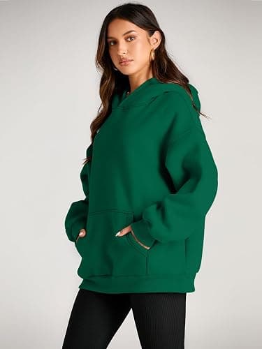 Trendy Queen Womens Oversized Hoodies Fleece Sweatshirts Fall Fashion 2025 Pullover Sweaters Winter Clothes - Green - Medium thumbnail 3