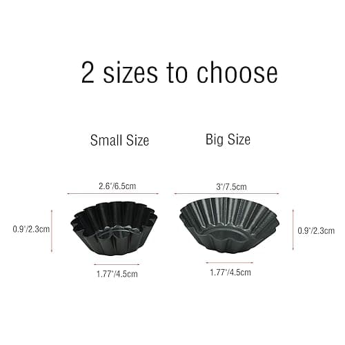 Proshopping 12 Pack Mini Tart Pan, Non-stick Carbon Steel Tart Molds, Pie Mould, Muffin Cupcake Pudding Maker - for Pies, Chinese Tart, Cakes (Size 2.6"x0.9") thumbnail 10
