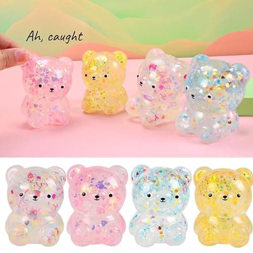 Dhjrefhhd 1Pccs Squeeze Toys Letter Sequins Candy-Bear Stress Relief Toy Hand Fidget Sensory Office Desk Squishy Toy (Pink or Randomly Color) thumbnail 4