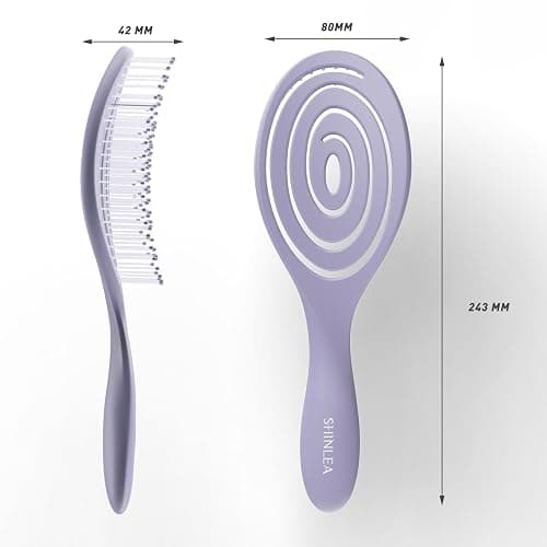 SHINLEA Hair Brush Anti Tangle Detangle, Wet & Dry Head Massaging Spiral Hairbrush for Women, Men, kids, Glide Through Tangles For All Hair Types (Purple) thumbnail 6