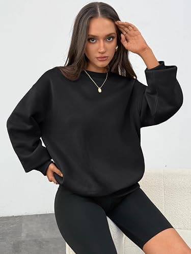 WYNNQUE Oversized Sweatshirts For Women Crewneck Fleece Pullover Comfy Hoodies Fall Outfits Fashion 2025 Winter Clothes thumbnail 3