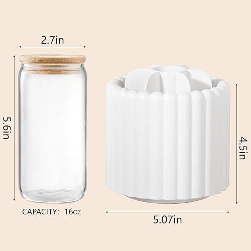 Anyoifax 360 Rotating Makeup Brush Holder 7 Slots Make Up Brush Organizer Removable Spinning Cosmetic Brushes Storage Pen Holder for Vanity, Dresser, Desk, White thumbnail 6