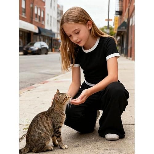Voxikodex 7-14 Years Girls Sizes 2 Piece Casual Set Ruched Short Sleeve Fitted Waist-Cinched Top & Wide Leg Pants thumbnail 3